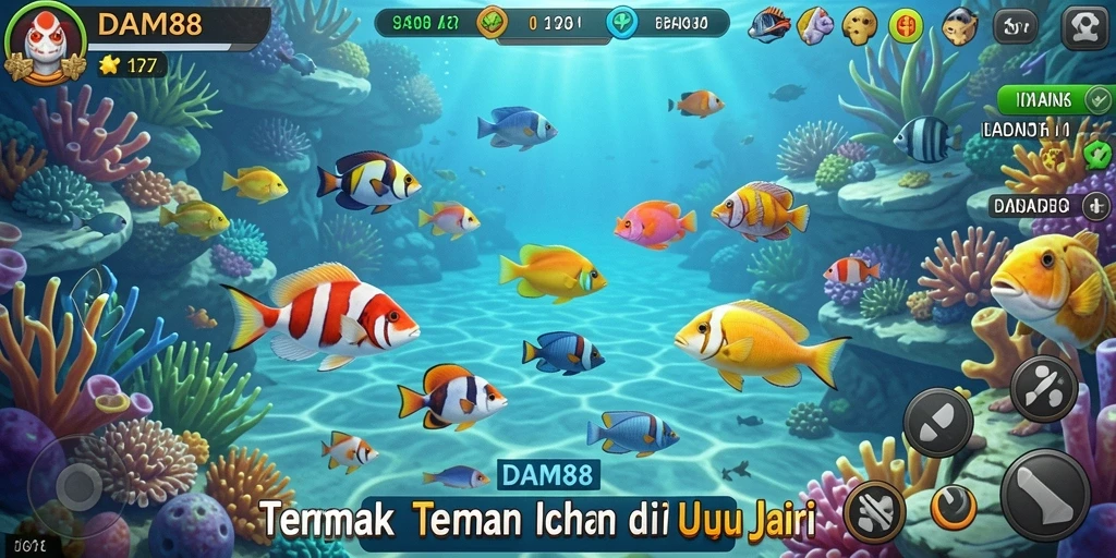 Tampilan gameplay menembak ikan yang seru dan interaktif.