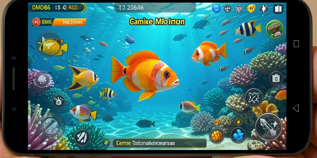 Tampilan permainan DMD686 dengan aksi menembak ikan yang seru.