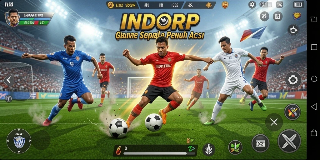 Gameplay menarik dari <strong>INDORP</strong> yang menampilkan aksi sepak bola seru.