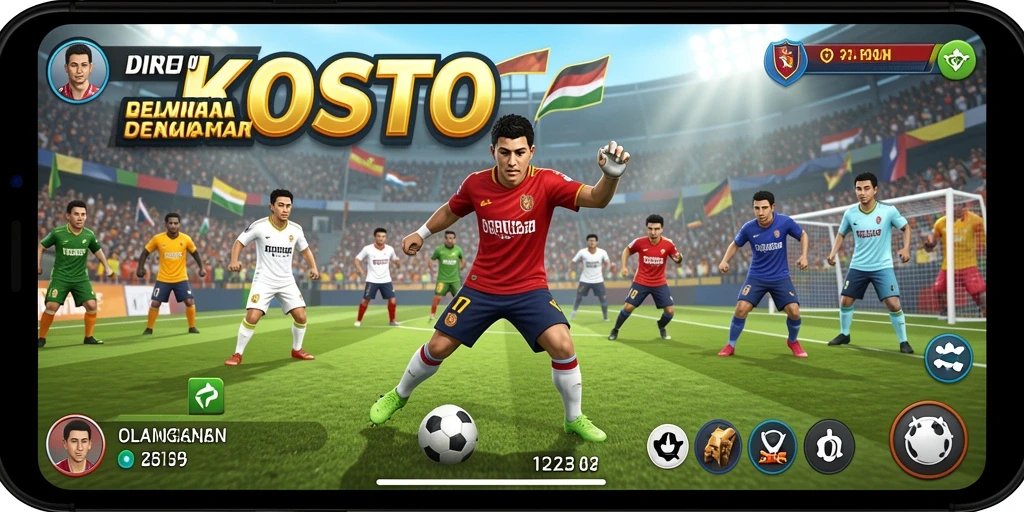 Tampilan gameplay seru KOSTOTO dengan aksi olahraga yang mendebarkan.