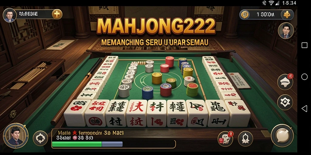 Tampilan gameplay seru dalam MAHJONG222 dengan suasana memancing yang menenangkan.