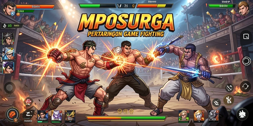 Screenshot gameplay MPOSURGA menampilkan aksi pertarungan yang intens.