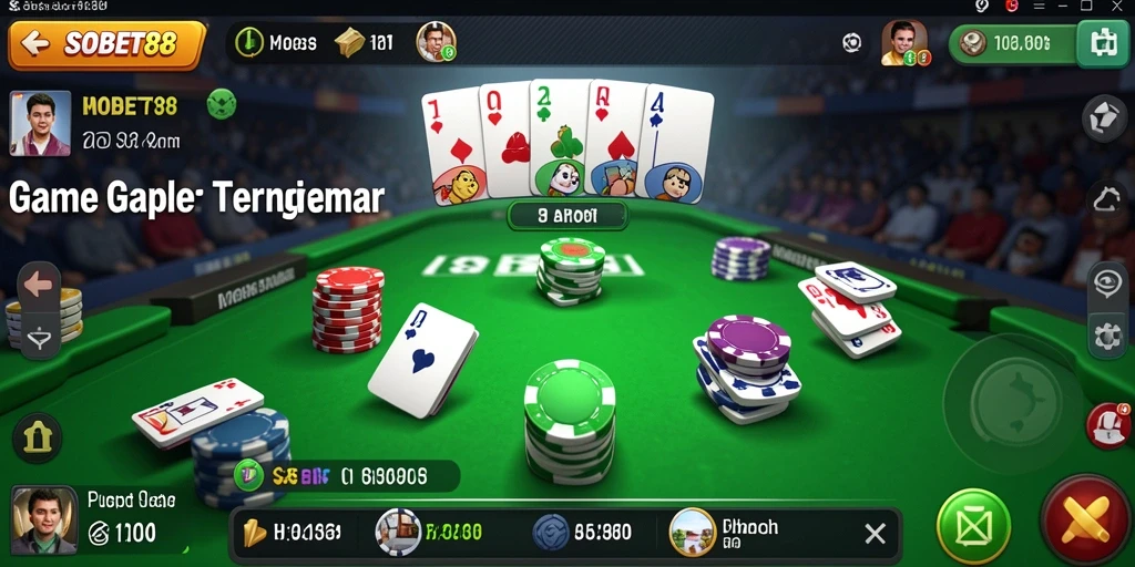 Gameplay Gaple yang seru dalam SOBET88 dengan teman.