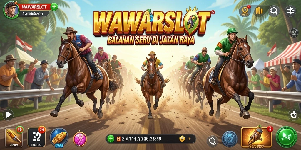 Gameplay intens WAWARSLOT dengan balapan mendebarkan di jalan raya.
