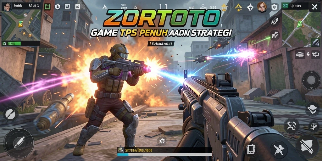 Tampilan screenshot utama ZORTOTO menampilkan aksi seru dalam gameplay TPS.